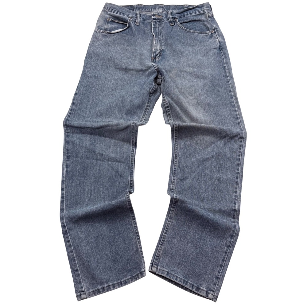 Vintage Wrangler Mens Relaxed Fit Jeans Blue Medium Wash 34x34 Cotton Denim